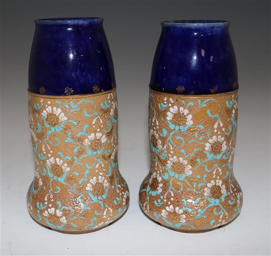 A pair of Royal Doulton Slaters patent vases, 20cms